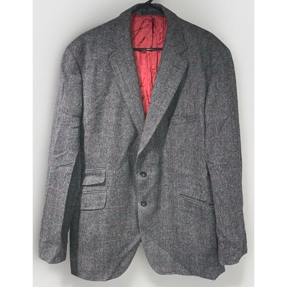 Marks & Spencer Moon‎ Luxury Sportcoat Men's 48L Gray Tweed Herringbone Blazer - Picture 1 of 11